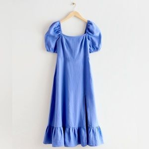 & Other Stories linen puff sleeve midi dress